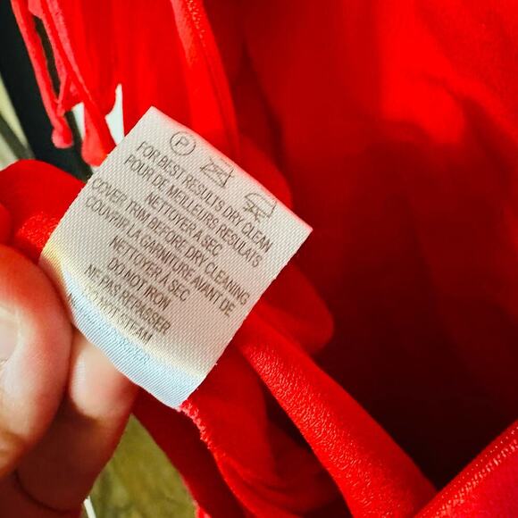 HALSTON HERITAGE Women's Plisse Georgette Popover Ruffle Midi Dress Size Small - Picture 11 of 13